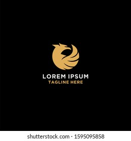 Luxury flying phoenix bird abstract logo design vector template. 