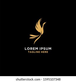 Luxury flying phoenix bird abstract logo design vector template. 