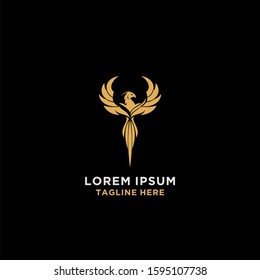 Luxury Flying Phoenix Bird Abstract Logo Design Vector Template. 