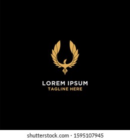 Luxury flying phoenix bird abstract logo design vector template. 