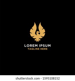 Luxury flying phoenix bird abstract logo design vector template. 