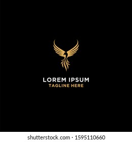 Luxury flying phoenix bird abstract logo design vector template. 