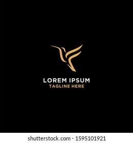 Luxury flying phoenix bird minimal abstract logo design vector template. 