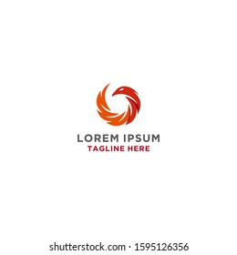 Luxury flying phoenix circle logo vector design template.