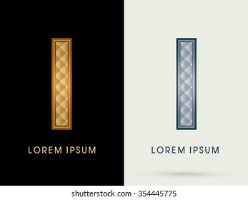 I Luxury Font designed using gold and silver geometric pattern graphic vector.