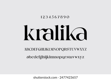 Luxury Font Serif Classic Design Schriftart Vektorillustration von Alphabeten, Buchstaben und Zahlen.