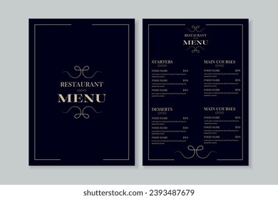 Luxury food menu design template