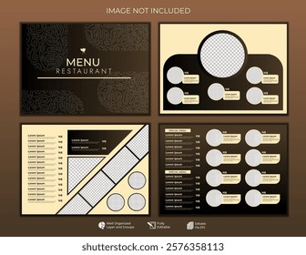 luxury food restaurant menu layout editable template, menu list cafe cream and gradient brown modern template, list menu layout and food poster restaurant