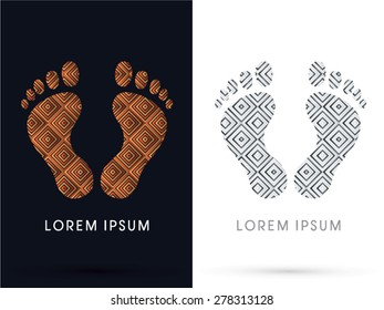 Luxury Foot, Footprint , designed using gold silver and bronze  line geometric shape , graphic, vector.