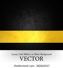 Luxury Formal Black Background Vector With Gold Ribbon Layout