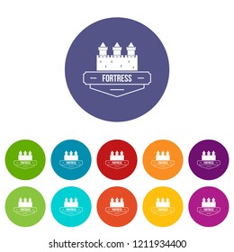 Luxury fortress icons color set vector for any web design on white background