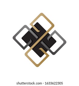 luxury four block square window logo vector design for real estate template symbol