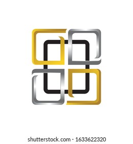 luxury four block square window logo vector design for real estate template symbol