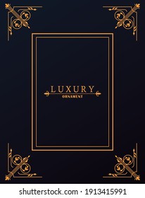 luxury frame golden with victorian style in black background vector illustration design