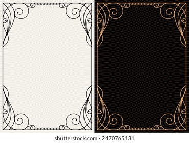 Luxury frame invitation card background vector. Elegant classic antique design, gold lines , sparkle on black background. Premium design illustration for gala card, grand opening, art deco, magazine.