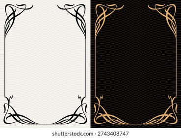 Luxury frame invitation card background vector. Elegant classic antique design, gold lines t, sparkle on black background. Premium design illustration for gala card, grand opening, art deco, magazine.
