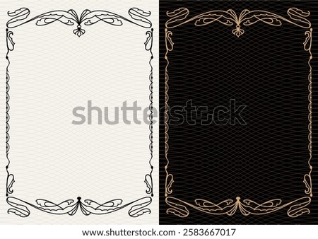 Luxury frame invitation card background vector. Elegant classic antique design, gold lines t, sparkle on black background. Premium design illustration for gala card, grand opening, art deco, magazine.