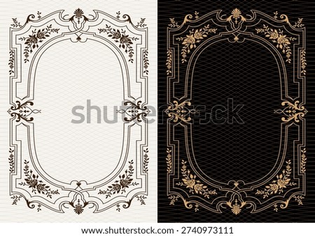 Luxury frame invitation card background vector. Elegant classic antique design, gold lines t, sparkle on black background. Premium design illustration for gala card, grand opening, art deco, magazine.