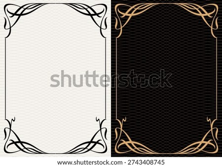 Luxury frame invitation card background vector. Elegant classic antique design, gold lines t, sparkle on black background. Premium design illustration for gala card, grand opening, art deco, magazine.
