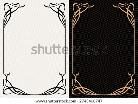Luxury frame invitation card background vector. Elegant classic antique design, gold lines t, sparkle on black background. Premium design illustration for gala card, grand opening, art deco, magazine.