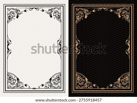 Luxury frame invitation card background vector. Elegant classic antique design, gold lines t, sparkle on black background. Premium design illustration for gala card, grand opening, art deco, magazine.