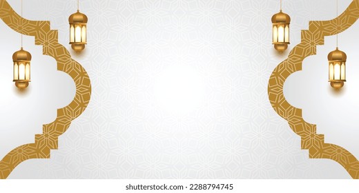 luxury frame jumma eid al fitr adha eid mubarak ramadan lantern islamic ornament background  banner. Translation: "Muslim fasting month and celebration day after fasting"