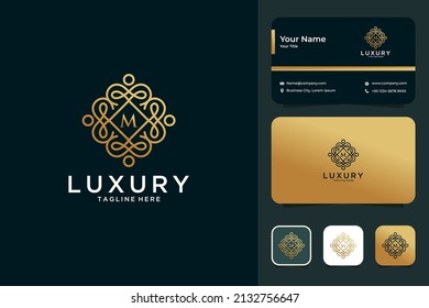 luxury frame line art logo design and business card