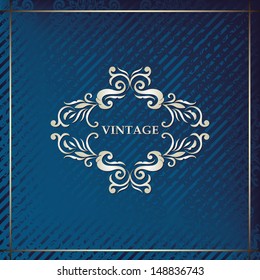 Luxury frame on elegant blue background, seamless