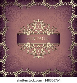 Luxury frame on stylish damask wallpaper, luxury design 