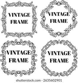 luxury frame ornament line art template for your text