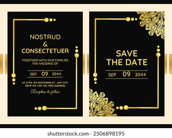 Luxury frame  pattern wedding invitation card design background Template