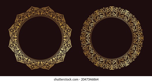 luxury frame set golden mandala flower concept