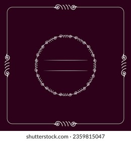 Luxury frame template. Circular pattern. Round ornament. Vintage frame. Greeting card. Wedding invitation. Retro style. Vector logo template, labels and badges