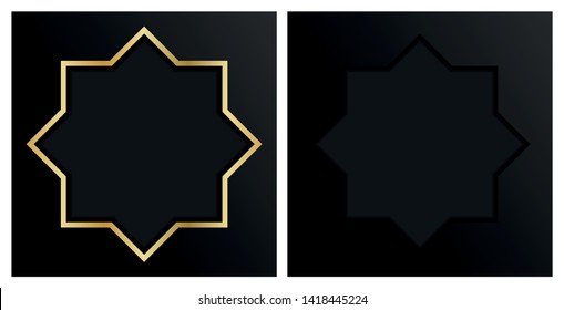 Luxury frame template on black background. Unique ornamental decorative covers for greeting card, wedding invitation. Vector illustration. Eps10