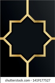 Luxury frame template on black background. Unique ornamental decorative cover for greeting card, wedding invitation. Vector illustration. Eps 10