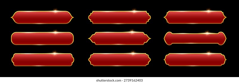 Luxury frames with gold borders and red base, banners set in Arabic style