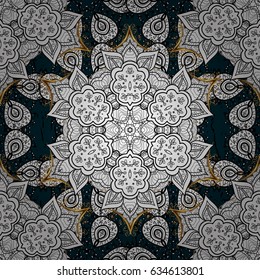 Luxury furniture. Furniture in classic style. Carving. Small depth of field. Seamless element woodcarving. Blue tree with gold trim. Pattern on blue background with golden elements. Patina.