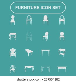 luxury furniture icon set