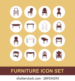 luxury furniture icon set