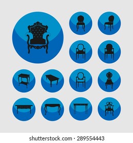 luxury furniture icon set
