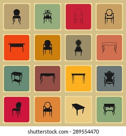 luxury furniture icon set