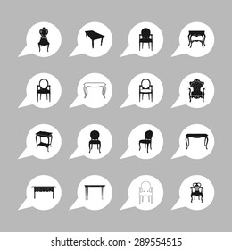 luxury furniture icon set