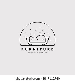 luxury furniture line art logo vector illustration design