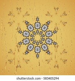 Luxury furniture. Patina. Carving. Yellow backdrop with gold trim. Element woodcarving. Furniture in classic style. Small depth of field. Pattern on yellow background with golden elements.