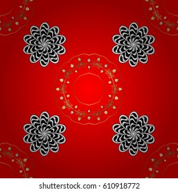 Luxury furniture. Patina. Red tree with gold trim. Seamless element woodcarving. Furniture in classic style. Small depth of field. Carving. Pattern on red background with golden elements.