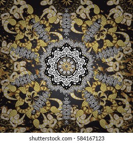 Luxury furniture. Patina. Small depth of field. Blue tree with gold trim. Pattern on blue background with golden elements. Furniture in classic style. Carving. Element woodcarving.