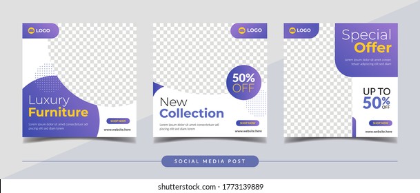 Luxury Furniture Sale And Home Decoration Banner For Social Media Post Template