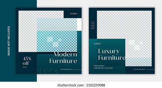 Luxury Furniture Social media post design set, interior design banner premium vector