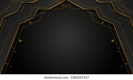 luxury futuristic background with gold and black colors, luxury banner background design template