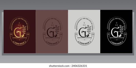 Luxury G Letter Coffee bean logo design elements vector sign. G Letter logo for corporate identity. coffee bean logo ,luxury letter logo.